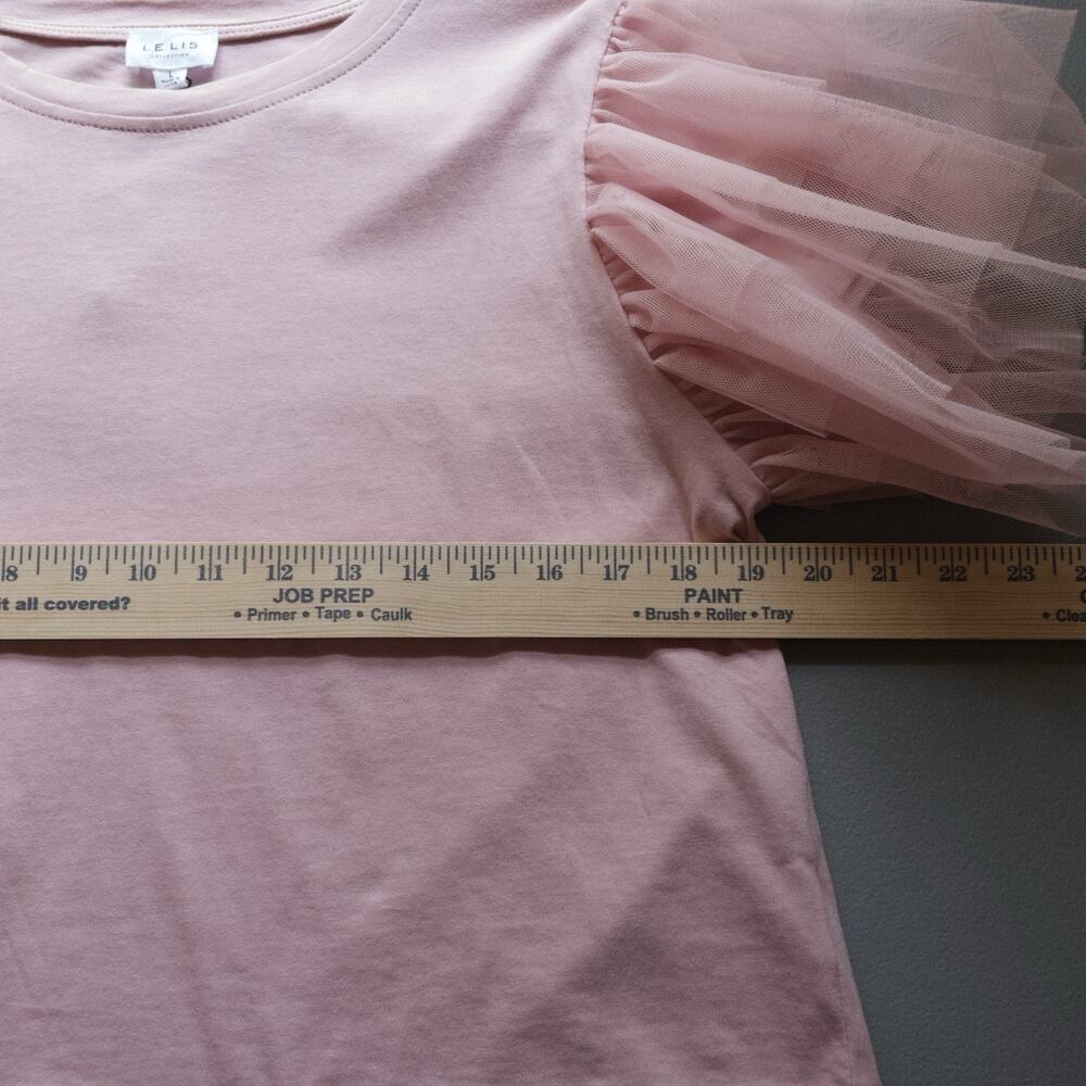 NWT Le Lis Pink Tulle Ruffle Sleeve Boxy T Shirt Size L Whimsical Fairy Coquette - Picture 7 of 8